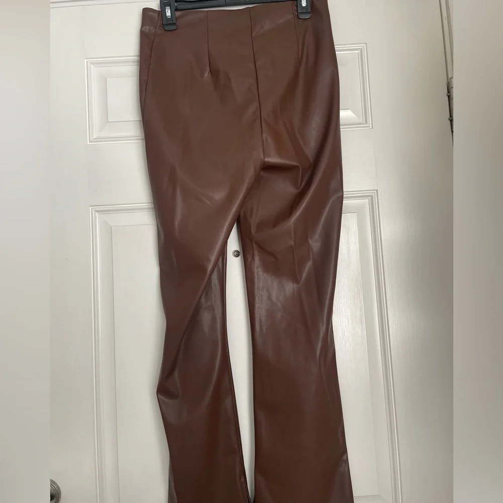 Chocolate Brown Vegan‎ Leather Flares